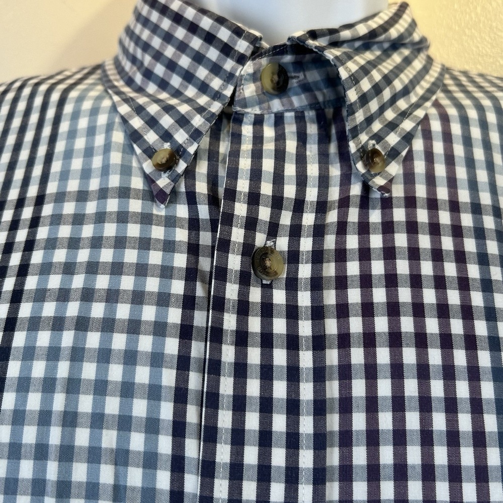 Pendleton Shirt Mens XL Blue Two Tone Check Long Sleeve Cotton Lightweight Prep